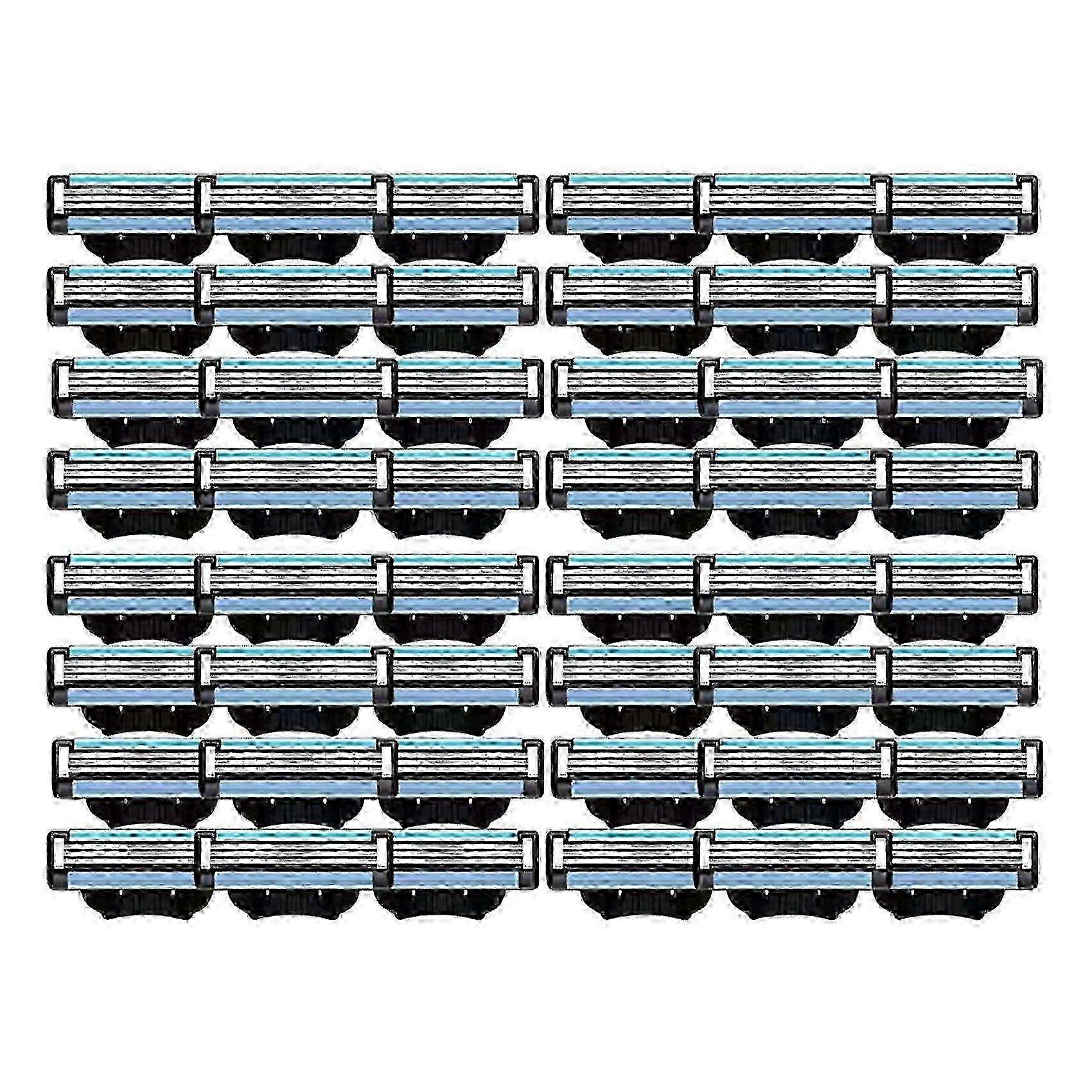 48PCS 3-Layer Replacement Blade Refills Compatible with Mach 3 for Men