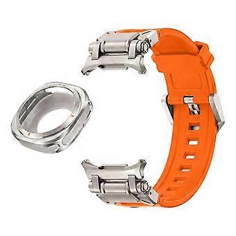 Band 47mm Metal Case Fluororubber Strap Orange Ti Durable Sport Replacement for Samsung Galaxy Watch 7 Ultra