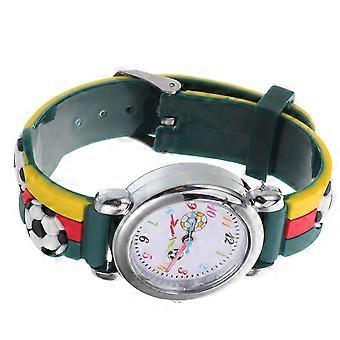 Kids Analogue Watch Cute Cartoon Soccer Quartz Wristwatch 4Pcs for Time Teaching