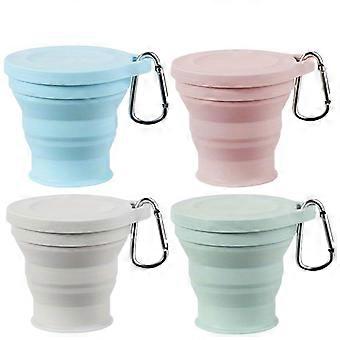 Collapsible Silicone Cup with Lid, 4 Pcs 6.09 Oz Expandable Drinking Cup Set, Reusable Travel Mug for Camping Hiking Outdoor Activities