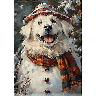 Great Pyrenees Snowman Jigsaw Puzzle - Fun Winter for Pet-Loving Family in Christmas SQZ816