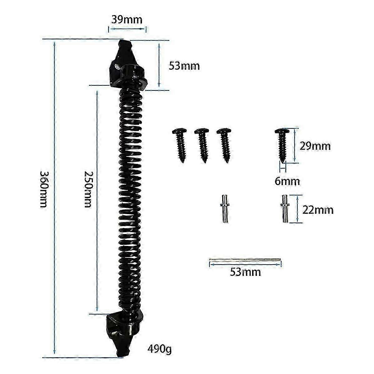 Automatic Door Closer Bar Tension Spring with 4 Screws Adjustable Gate Spring