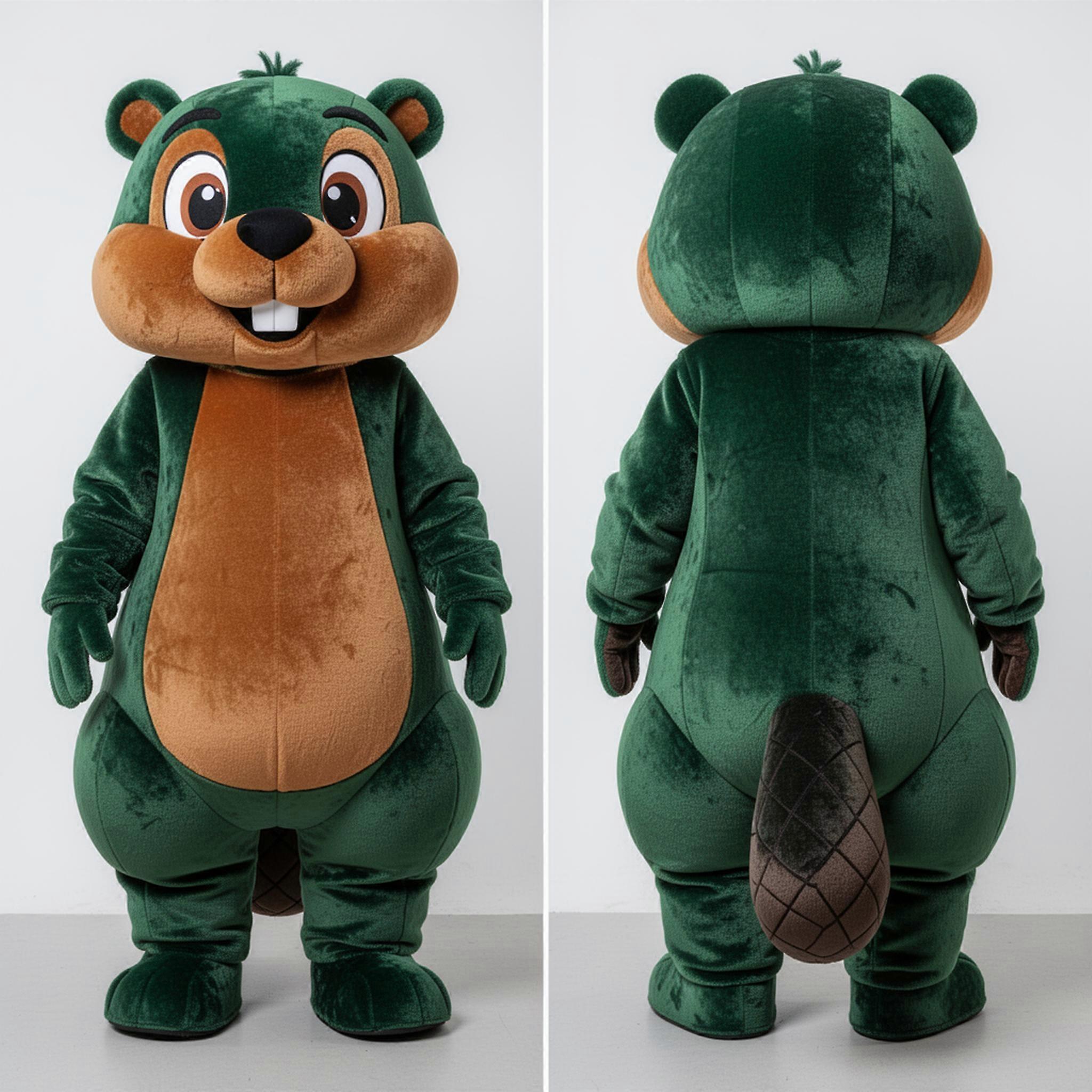MASTICOT Forest Green Friendly Beaver Mascot