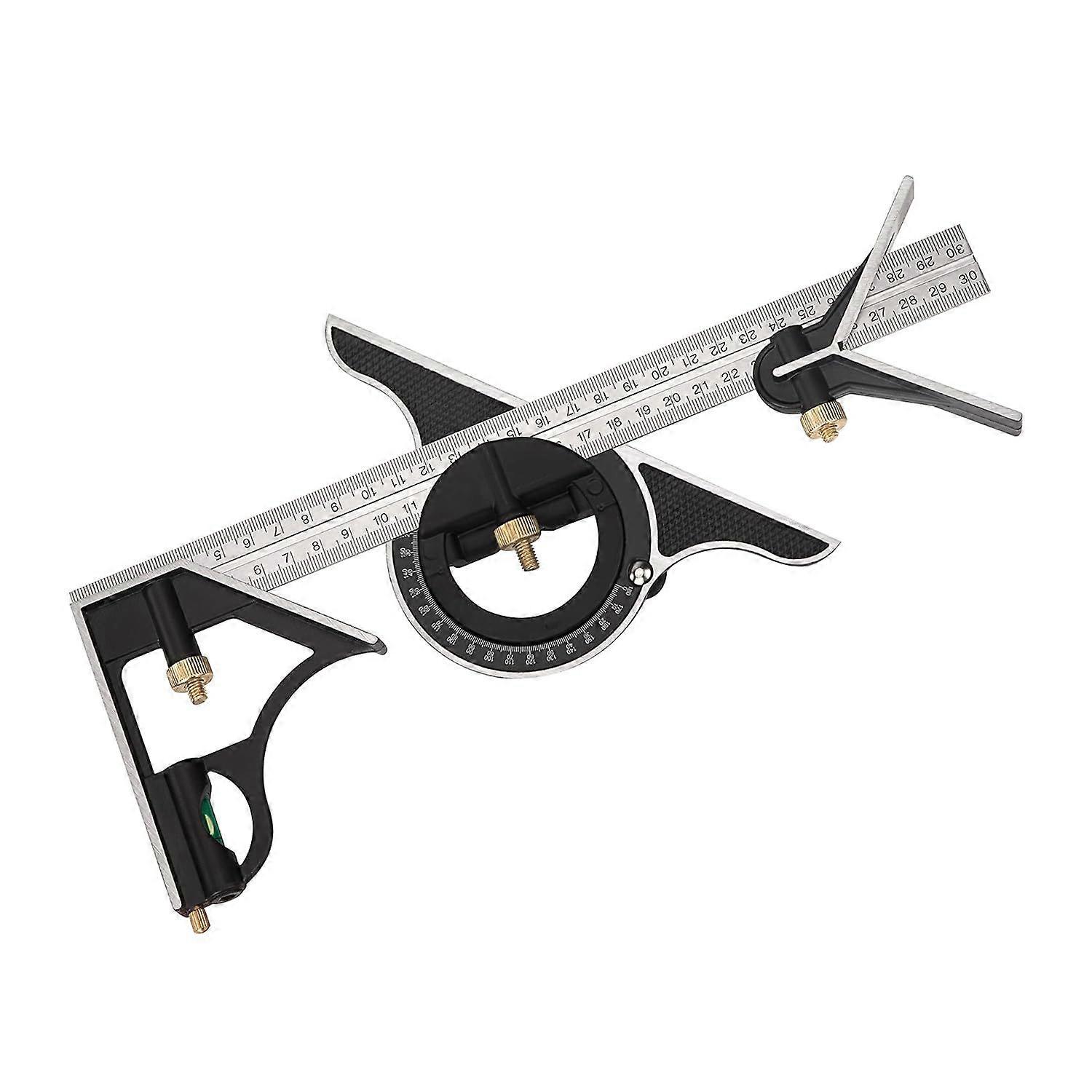 Metal Combination Square Multi-function Carpentry Ruler Combination Angle Ruler with Zero Level Angle Protractor