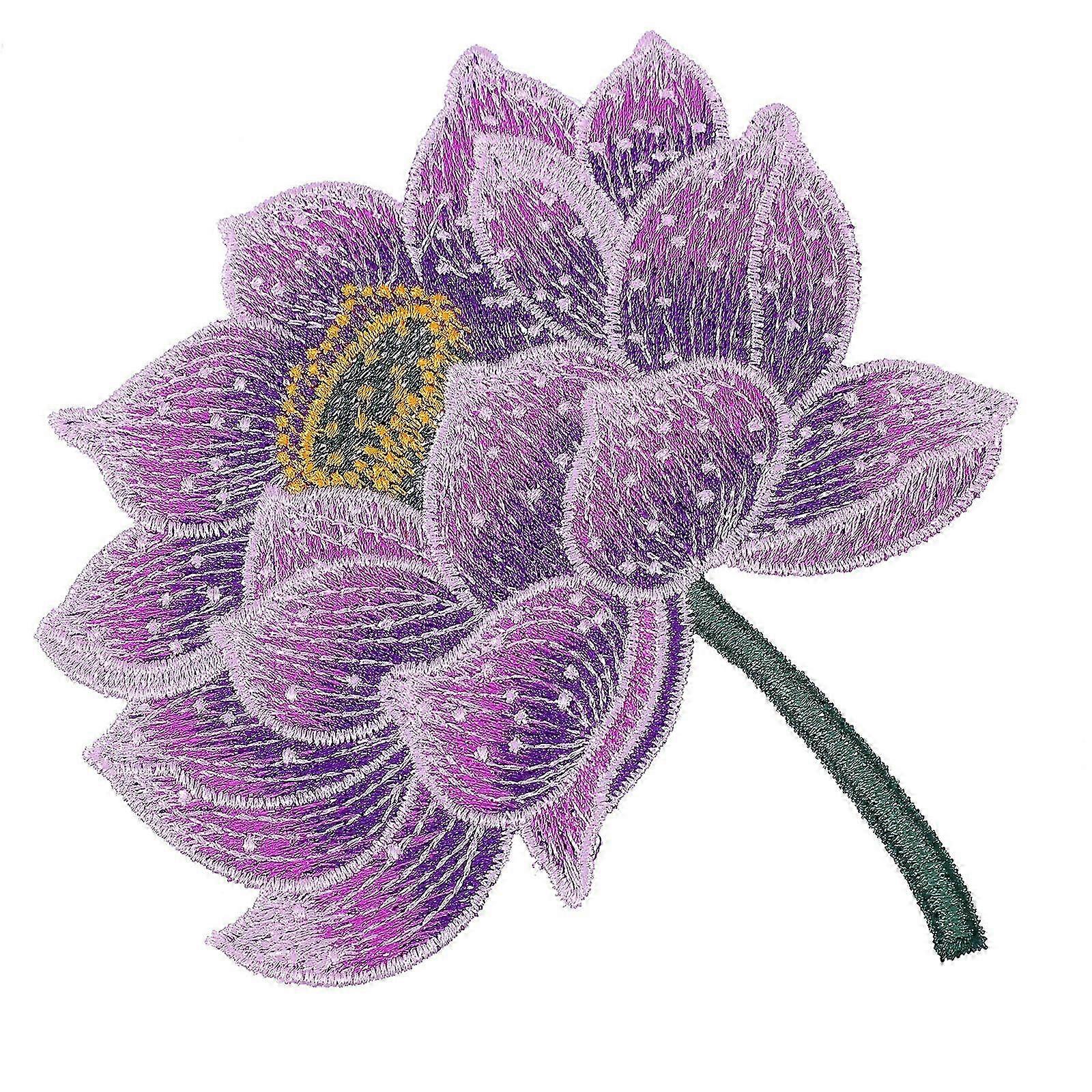 1pc Creative Embroidered Patch Pretty Lotus Patch Practical Clothes Patch