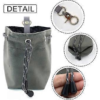 Portable Dog Training Snack Pouch, Bag With Drawstring Closure And Waist Hook Bucklegrey