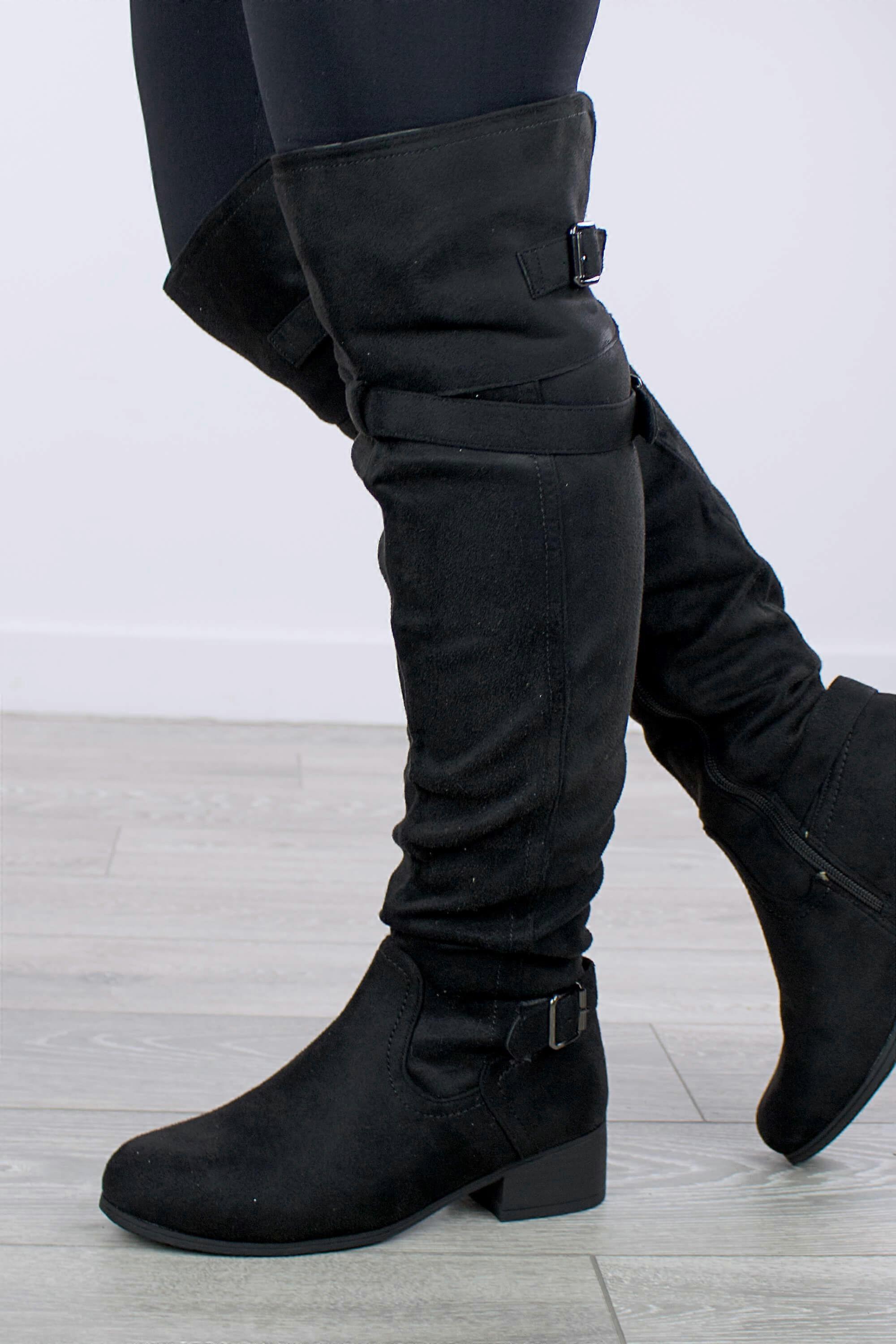 Flat Buckle Straps Riding Over The Knee Boots