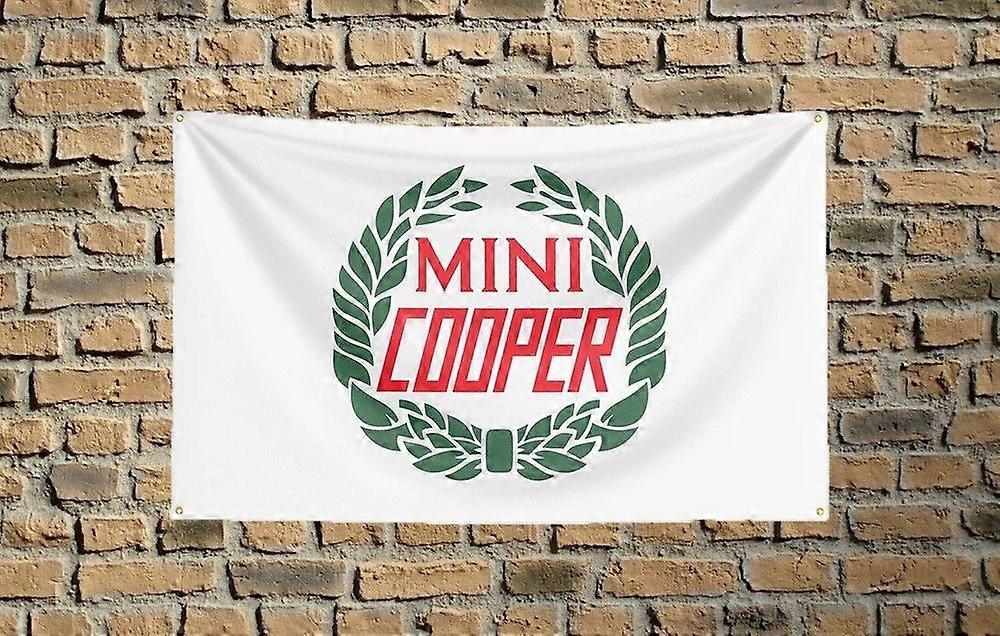 Bannière blanche Mini Cooper avec logo drapeau, référence Zy1049