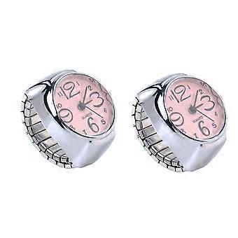 2Pcs Couple Finger Ring Watches for Time Mini Quartz Design