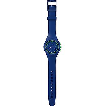 R. swatch blue c Unisex Quartz Analog Watch with SUSN400 Silicone Bracelet