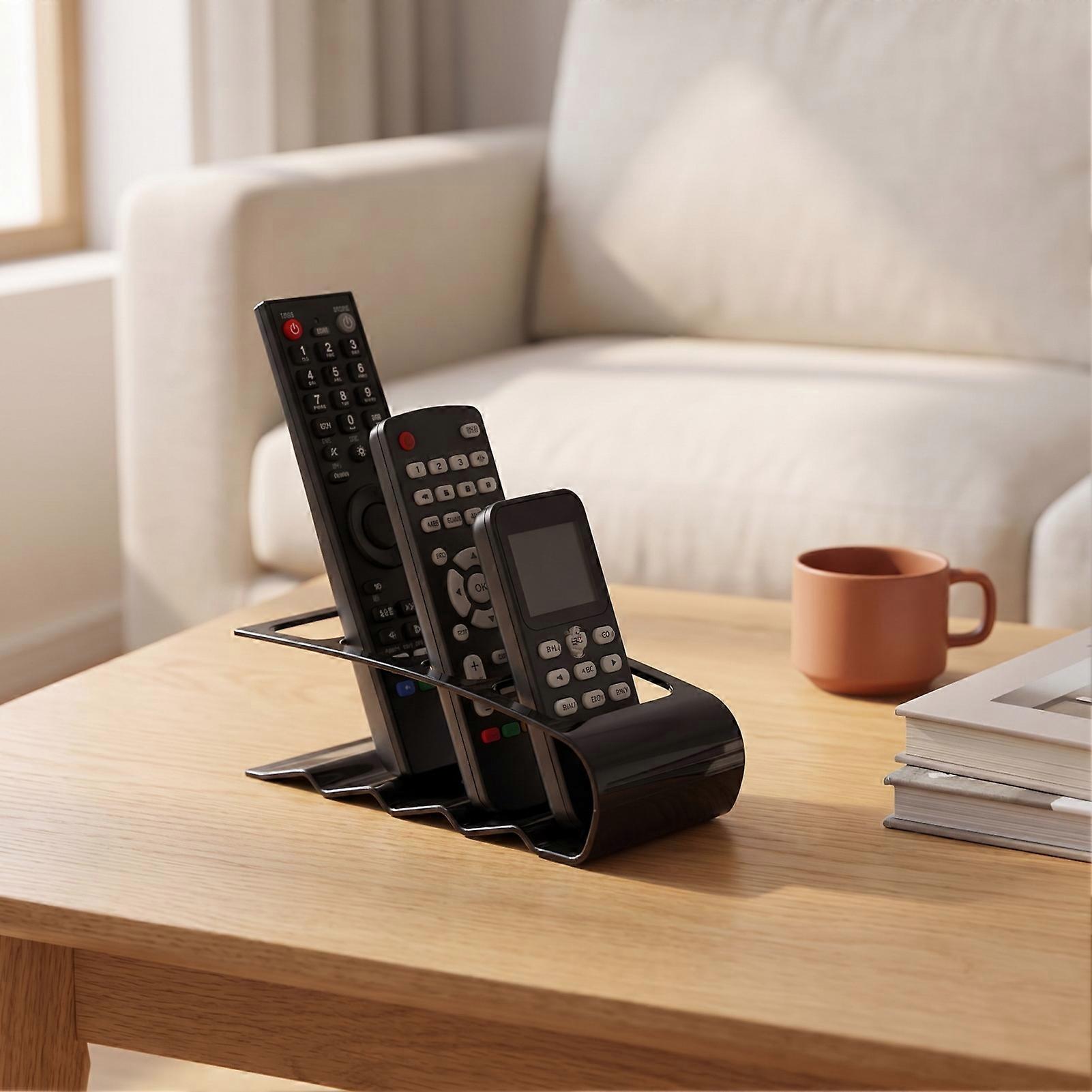 Remote Control Holder with 4 Grids, Space Saving Desktop Organizer