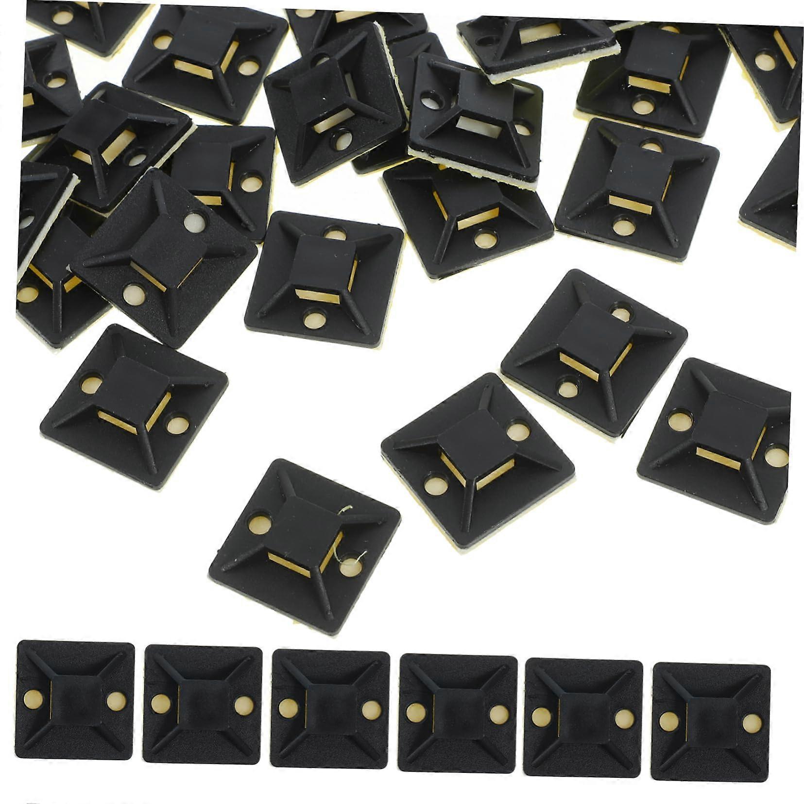 Black Self-Adhesive Cable Tie Mounts, 100pcs