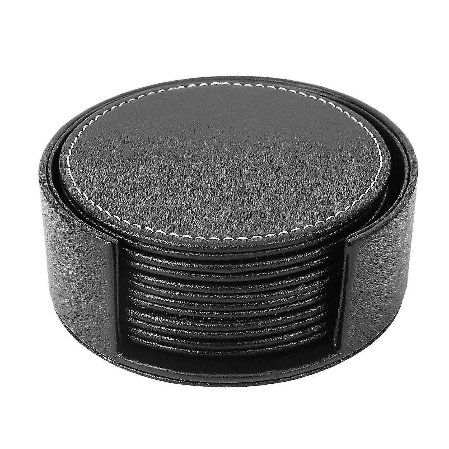 6-Piece PU Leather Coaster Set