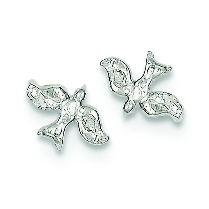 925 Sterling Silver Solid Polished Post Dove Mini Earrings 7x10mm Wide Stud Earring - .9 Grams
