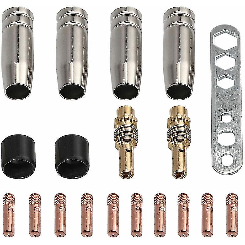 19pcs Mig/mag Welding 0.8mm Contact Tips M6 M6 Gas Nozzle Tips Holder Replacement For Binzel 15ak Torch Welding, 19pcs