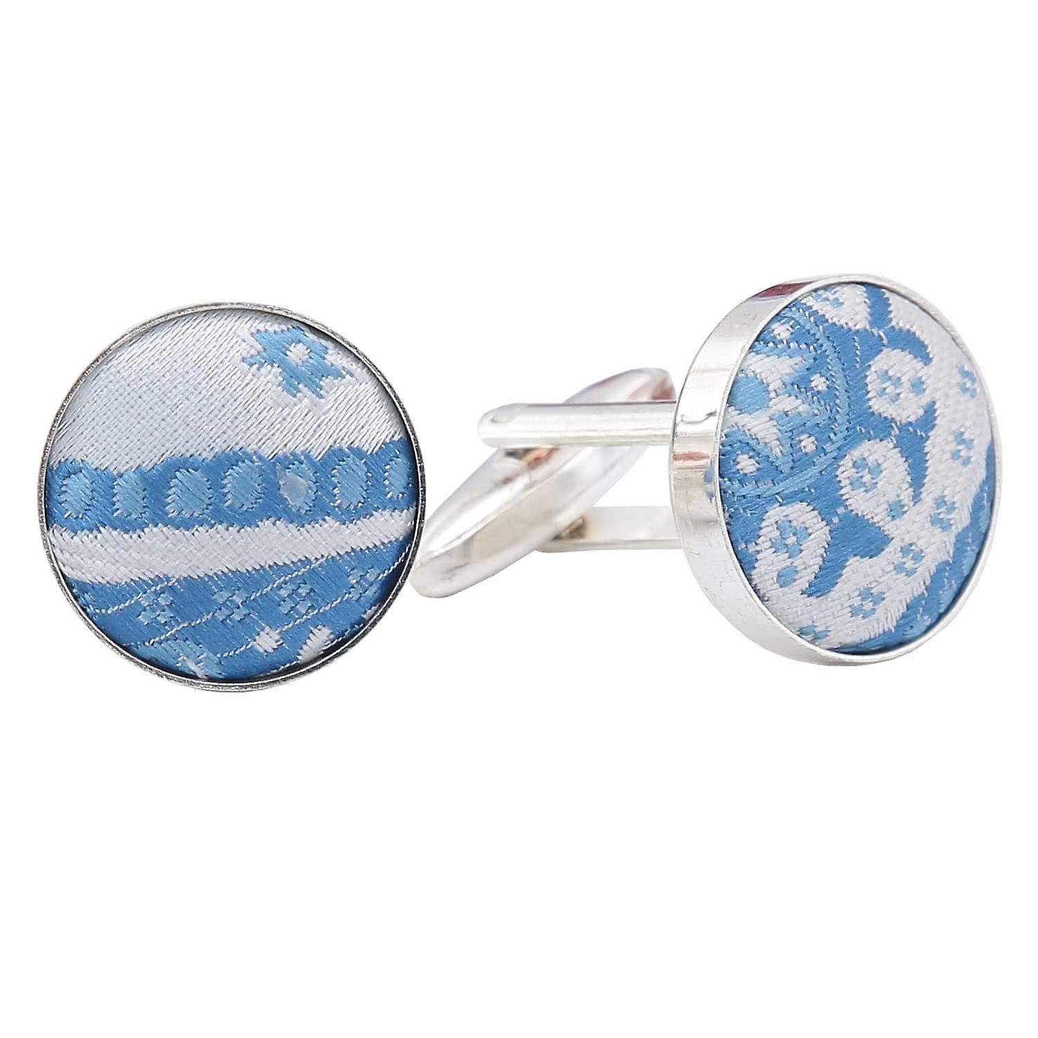 Branco e azul Paisley Bohemian Cufflinks