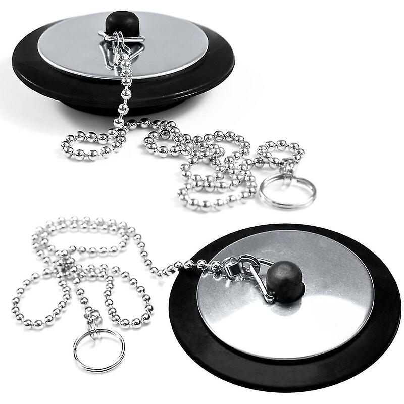 2PC Sink Stopper Chrome and Rubber Bath Stopper Great Universal Replacement