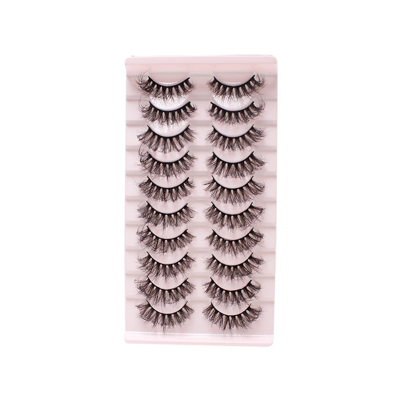 10 Pairs Dense Soft Artificial Eyelashes Diy Fluffy Effect Lightweight Lashes