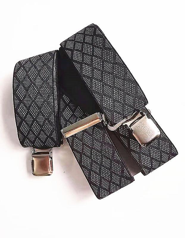 Men's Solid Straight Clip Adjustable X Back Vintage Suspender For Belt Loops Width 5 Cm