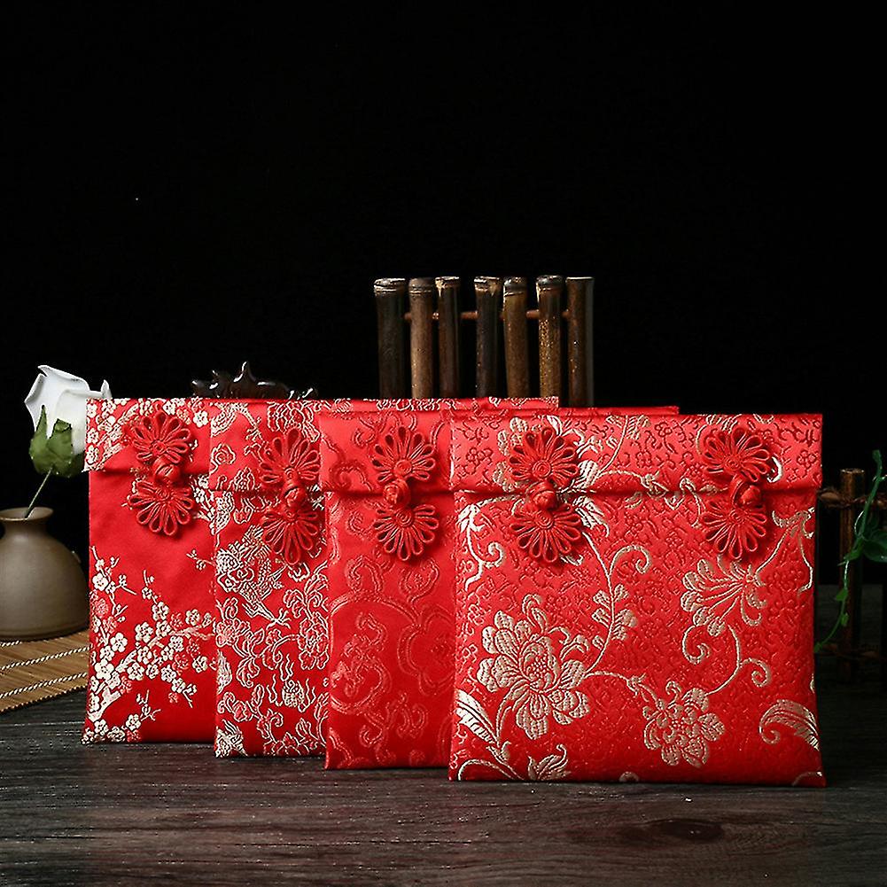Dragon Phoenix Chinese Knot Brocade Red Envelope Money Packet For New Year