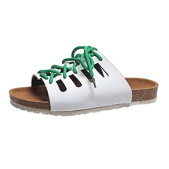 Damen Große Breite Flache Sandalen Lederriemen Offene Zehen-Slip-On-Slides Hausschuhe für den täglichen Gebrauch Einkaufen