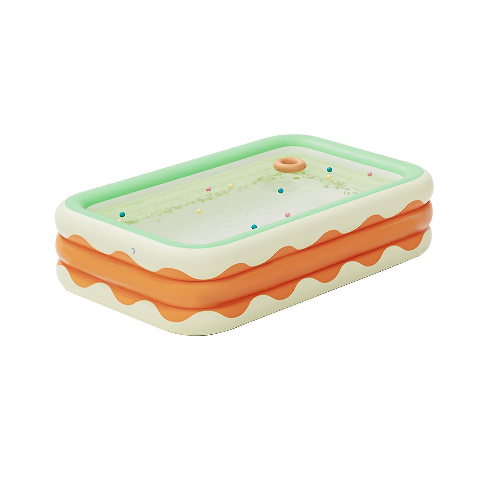 3 Layers Foldable Inflatable Swimming Pool 4.3ft PVC Blowing Design for Indoor Yard Use Orange Durable Family Fun