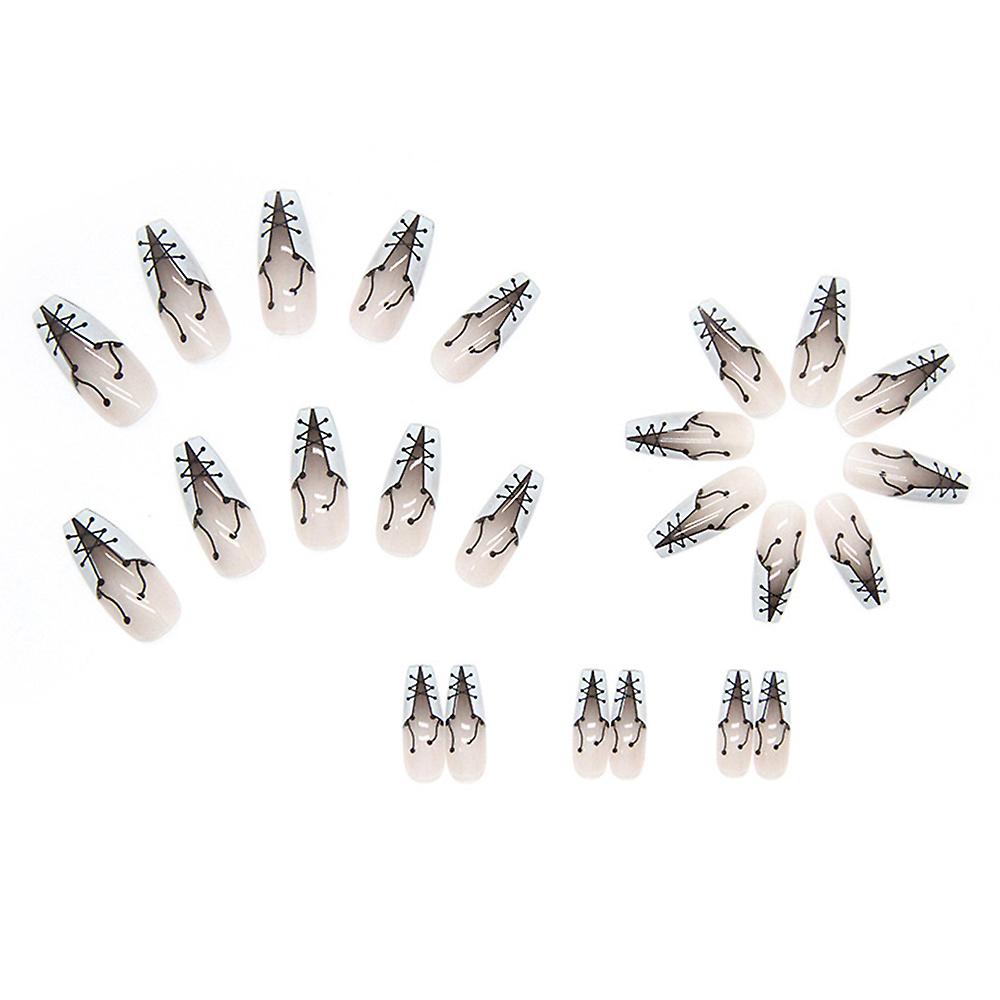 Press On Nail Gradient Grey Color Nail With Ballet Shoes Pattern