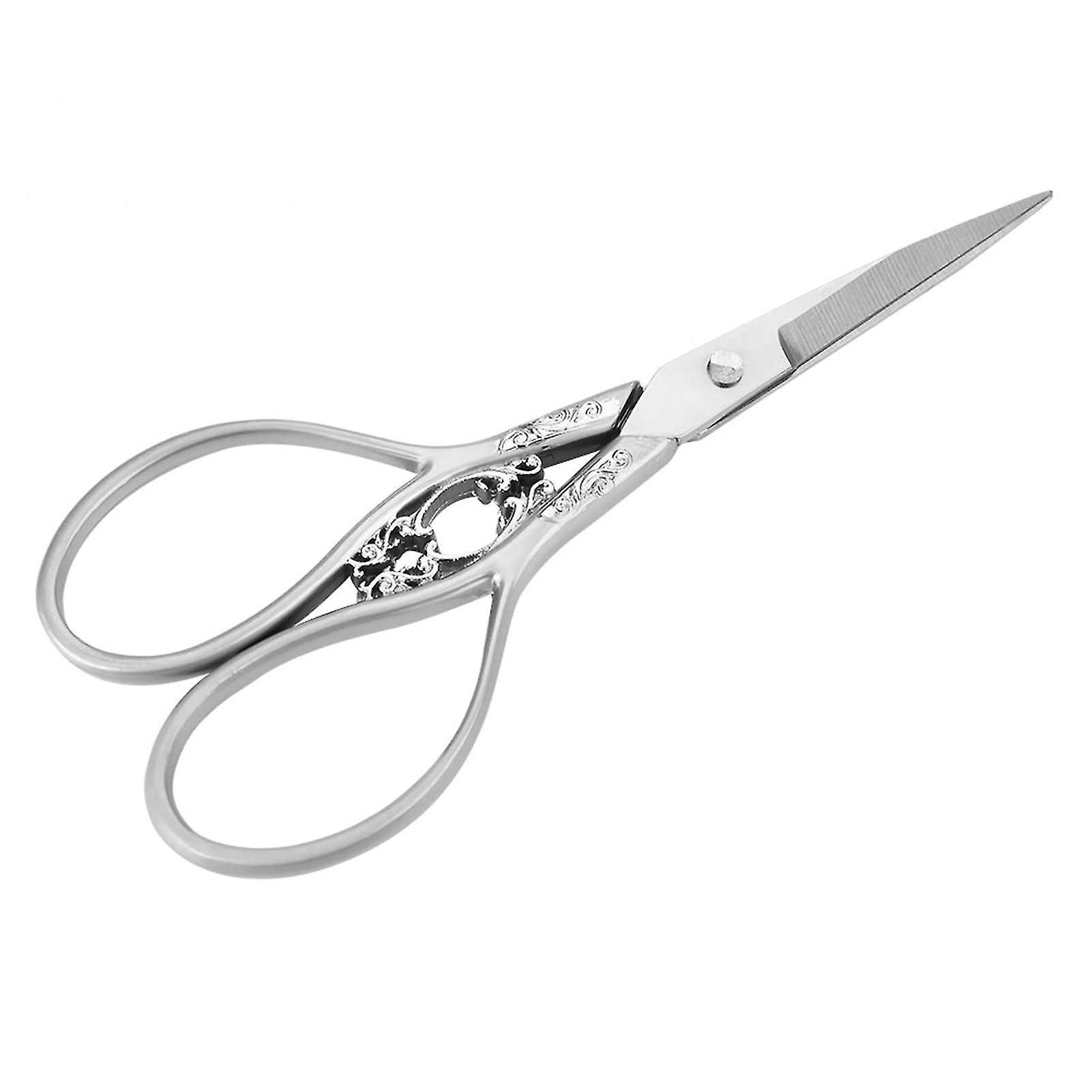 Stainless Steel Tailor Scissors for Household DIY Sewing, Sharp Precision Cutting Tools with Silver Pattern Handle