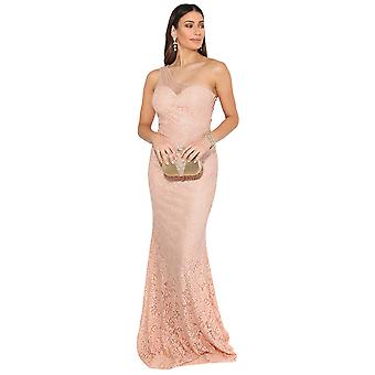 KRISP mujeres mujeres un hombro Maxi vestido formal encaje cola de pescado vestido de noche largo