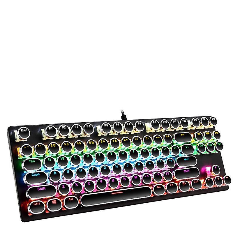 Wired 87-key Electroplating Punk Real Mechanical Blue Axis Gaming Luminous Gaming Keyboard
