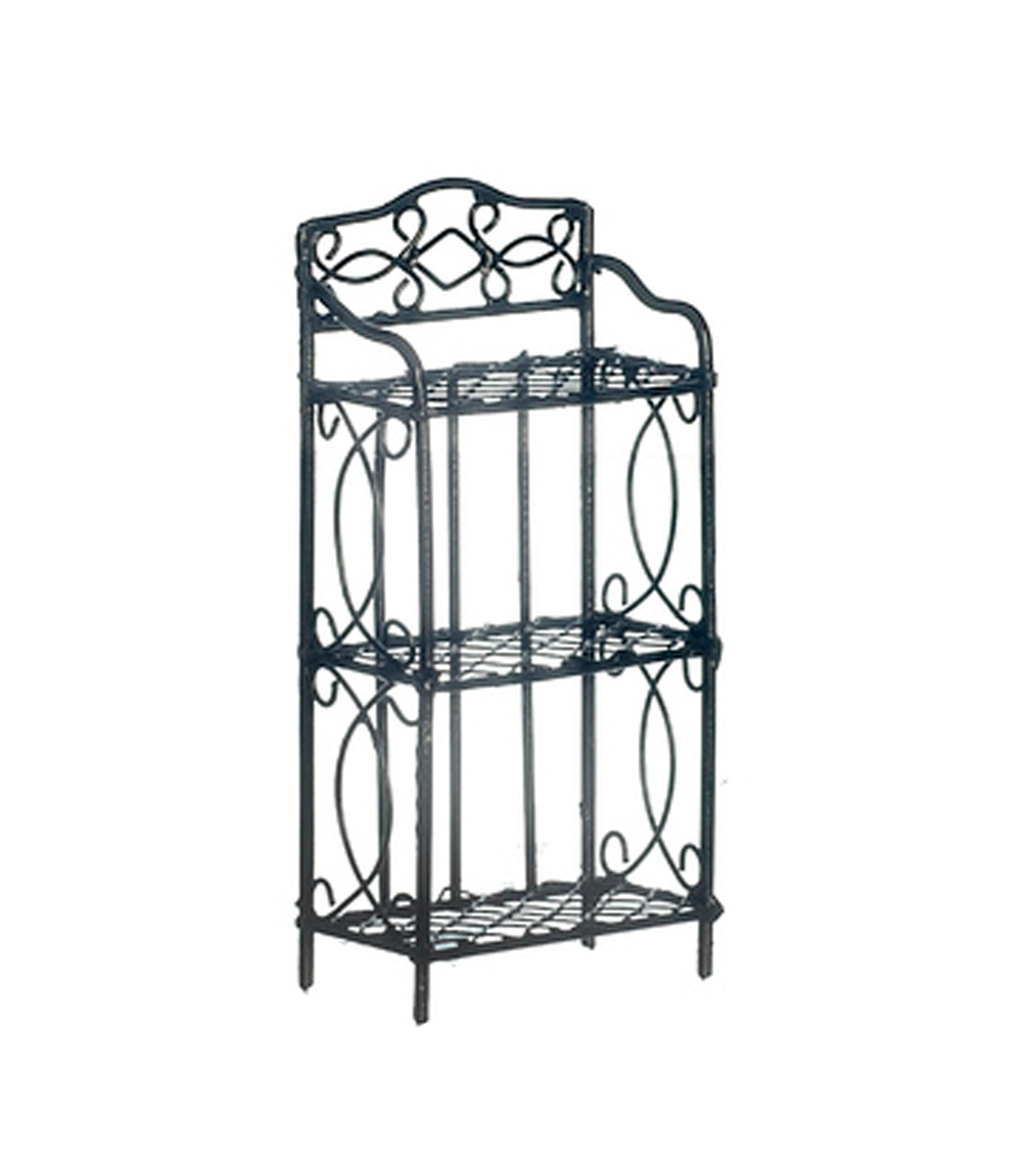 Dolls House Small Black Wrought Iron 3 Shelf Unit Miniature Furniture 1:12 Scale