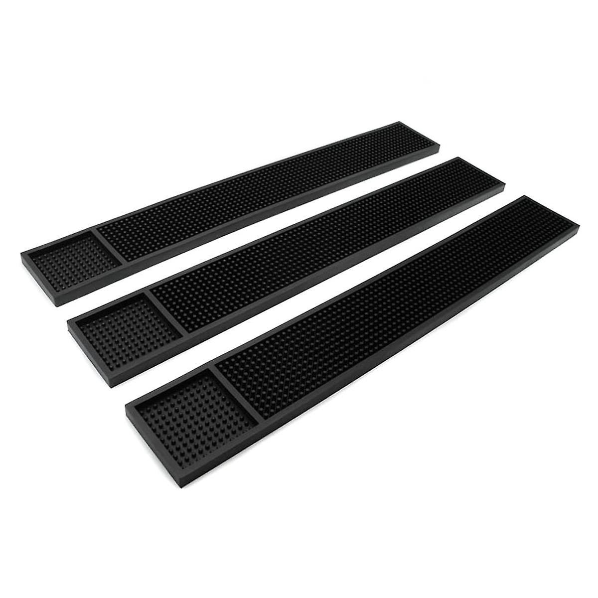 3Pcs Rail Bar Mat Rubber Bar Service Spill Mats for Counter Top Black Bar Mats Home Bar Mat Non- Dr