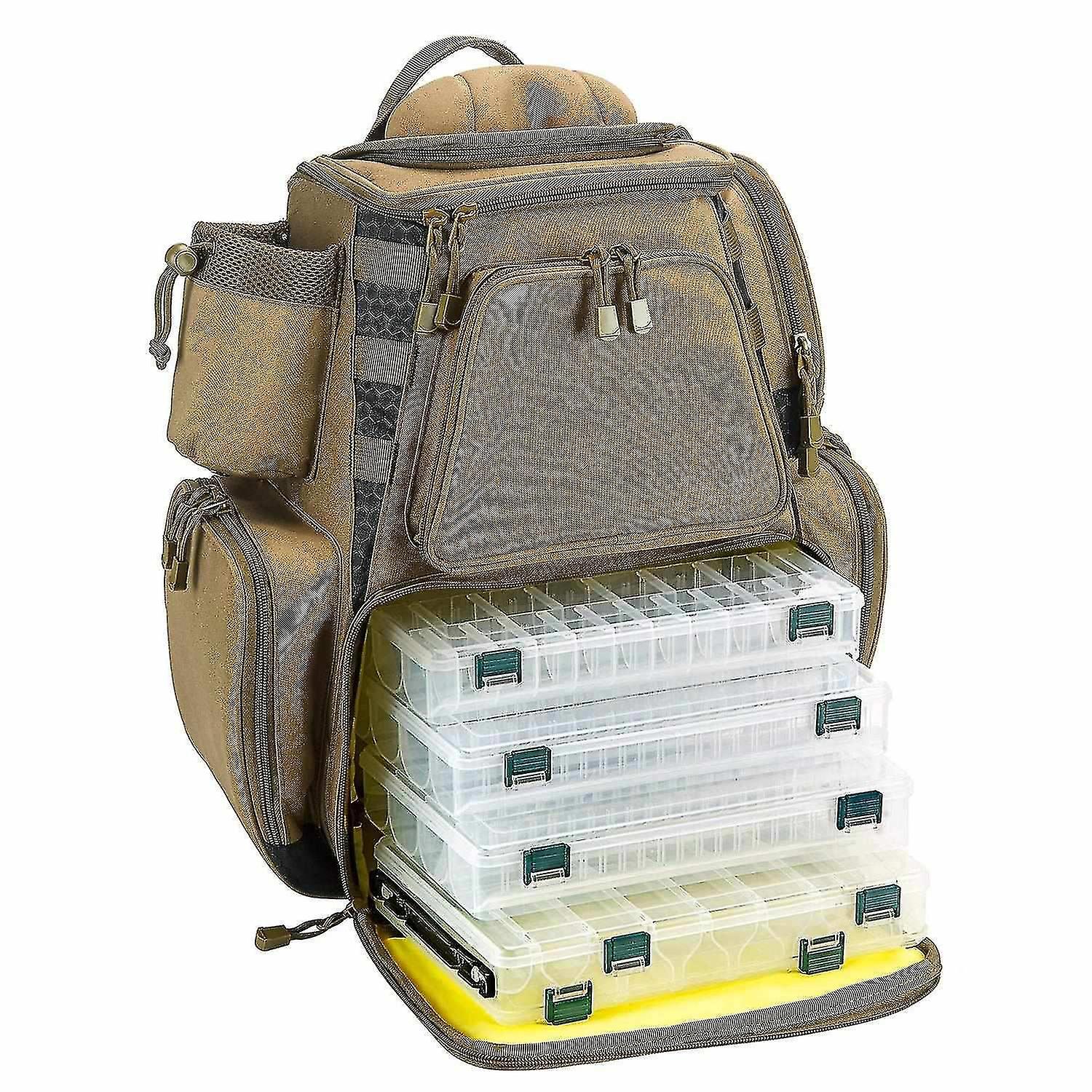 Tackle Backpack With 4 Trays Large Waterproof Tackle Bag Storage