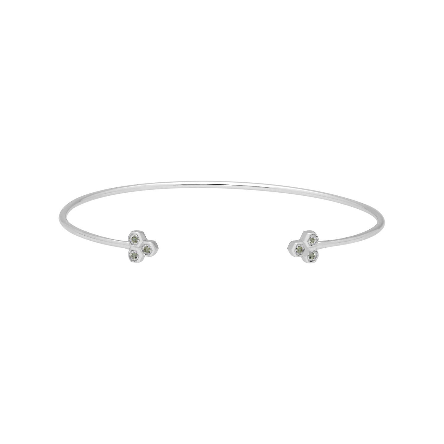 Peridot Trilogy Geometric Bangle in 9ct White Gold 162B0005039