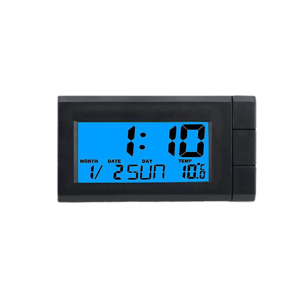 2-in-1 Car Digital Clock Thermometer Large LCD Display with Blue Backlight Easy Dashboard Installation