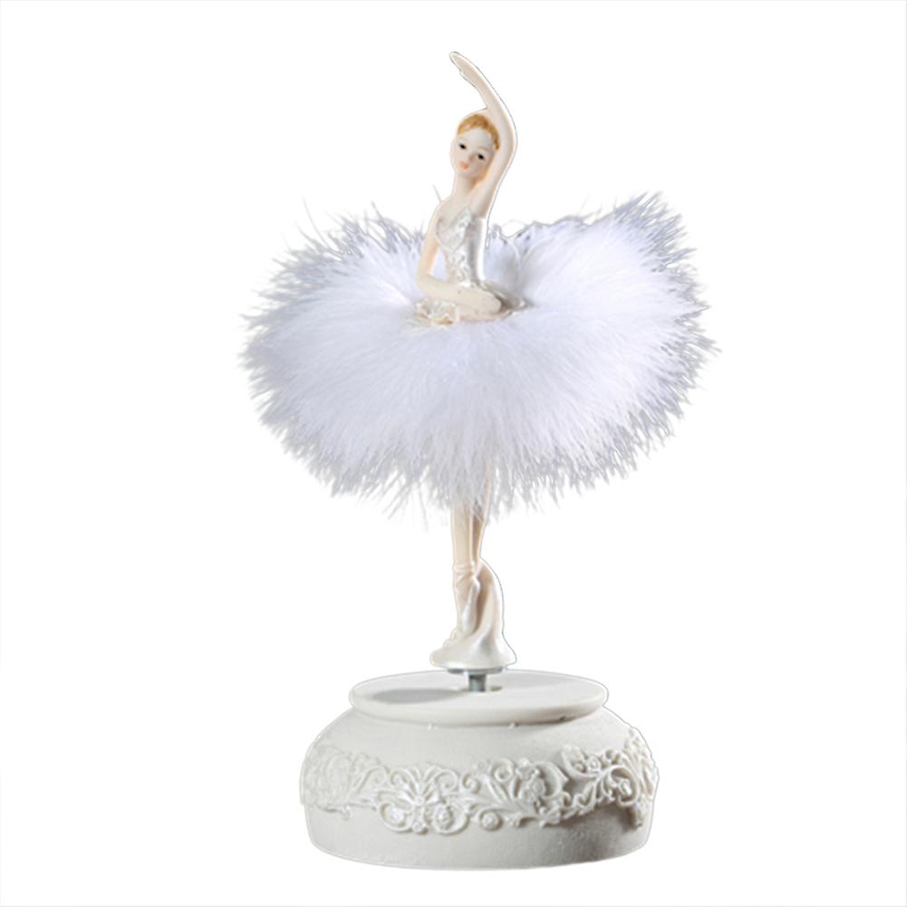 Ballerina Music Box Dancing Girl Swan Lake Carousel with Feather for Birthday Gift