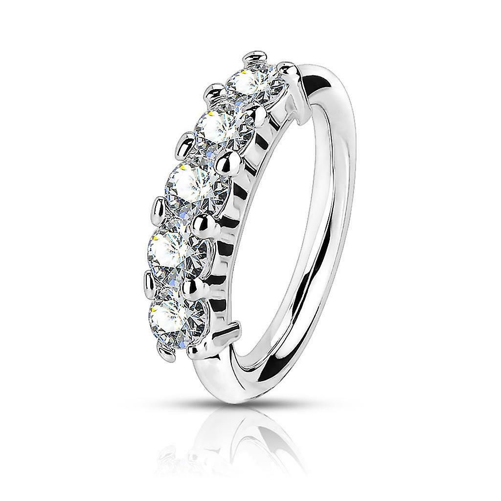 Cartilage nose bendable hoop with 5 lined cz design surgical steel