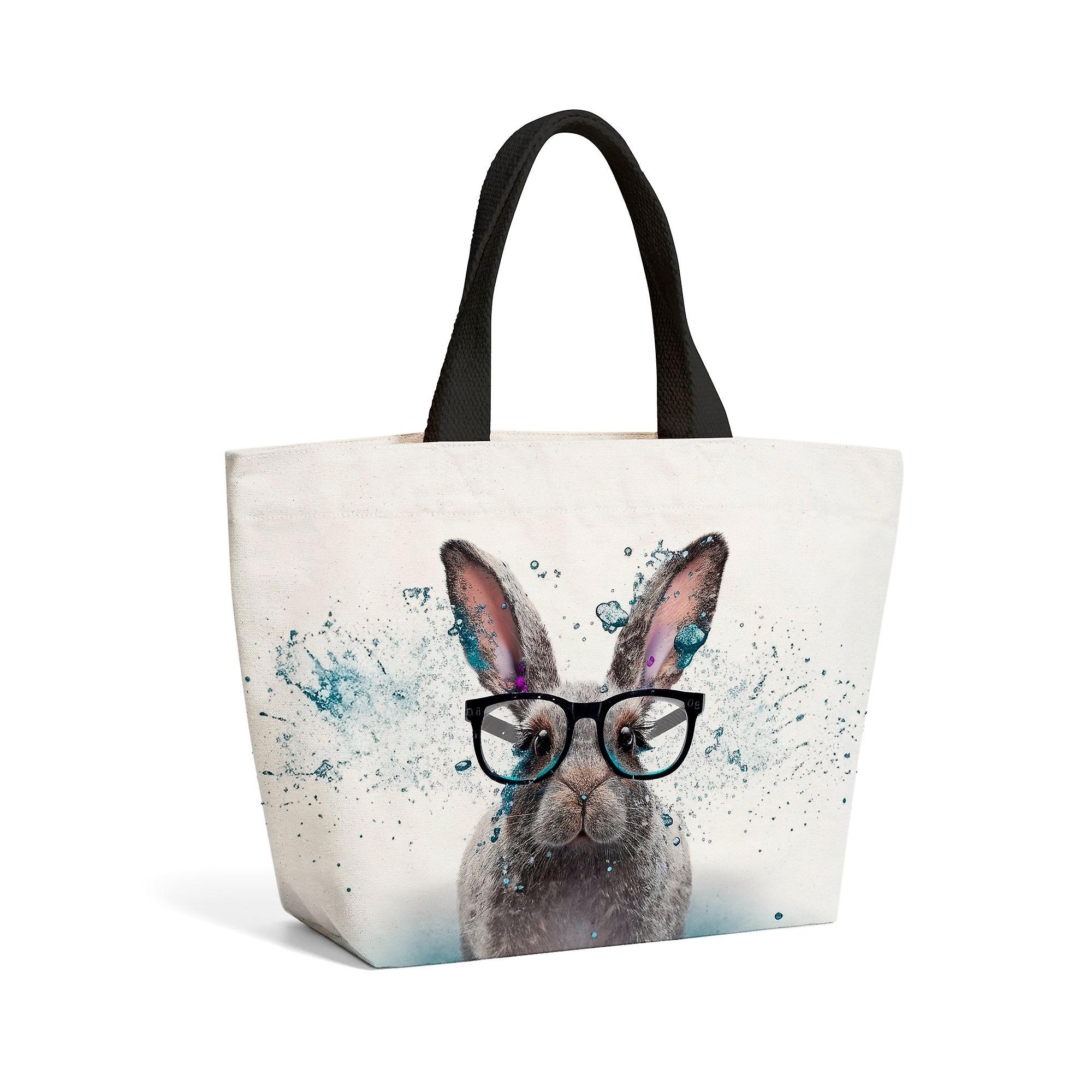 Rabbit With Glasses Splashart Beach Shopper Tote Bag