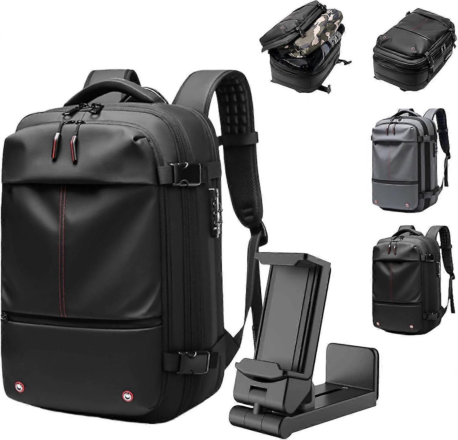 Sac à dos, sac à dos sous vide de voyage, sac à dos extensible 60L avec compression sous vide (noir + vide)