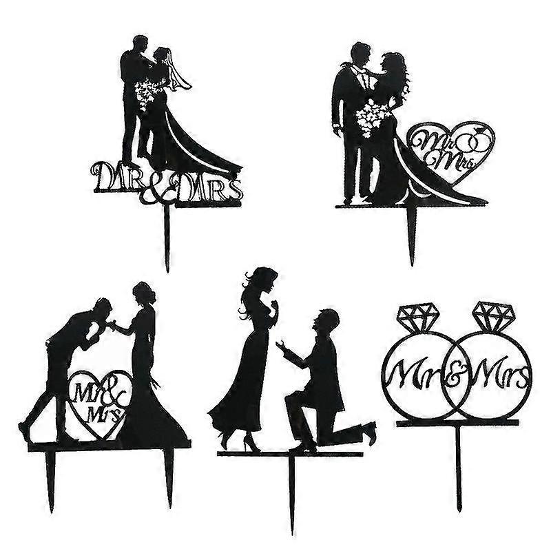 5pcs cake decorations , Mrmrs Cupcake Topper
