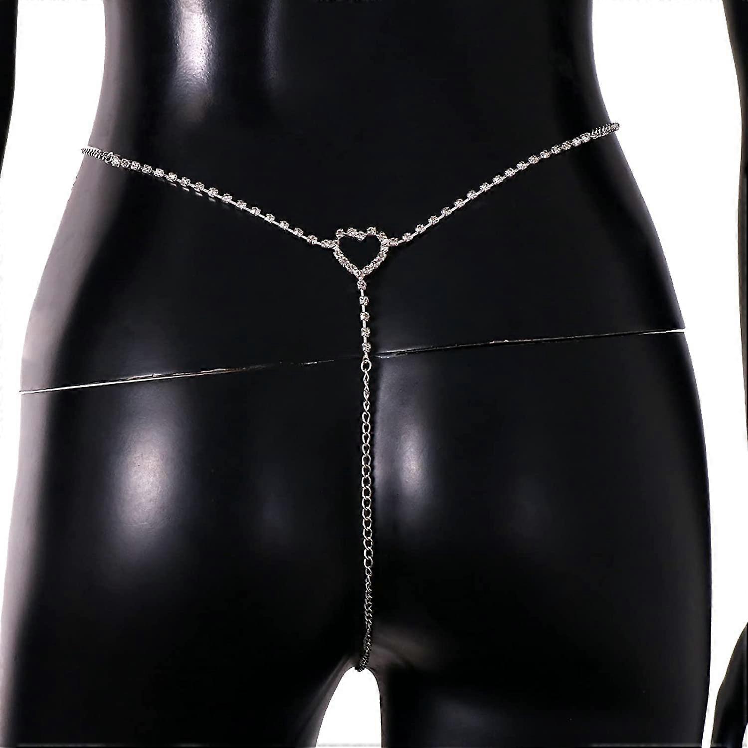 Zookey Catena Per Gambe E Cosce Con Strass Scintillanti In Cristallo Argento - Rave Nightclub Catena Per Il Corpo - Accessori Gioielli Per Donne E Ragazze - 4