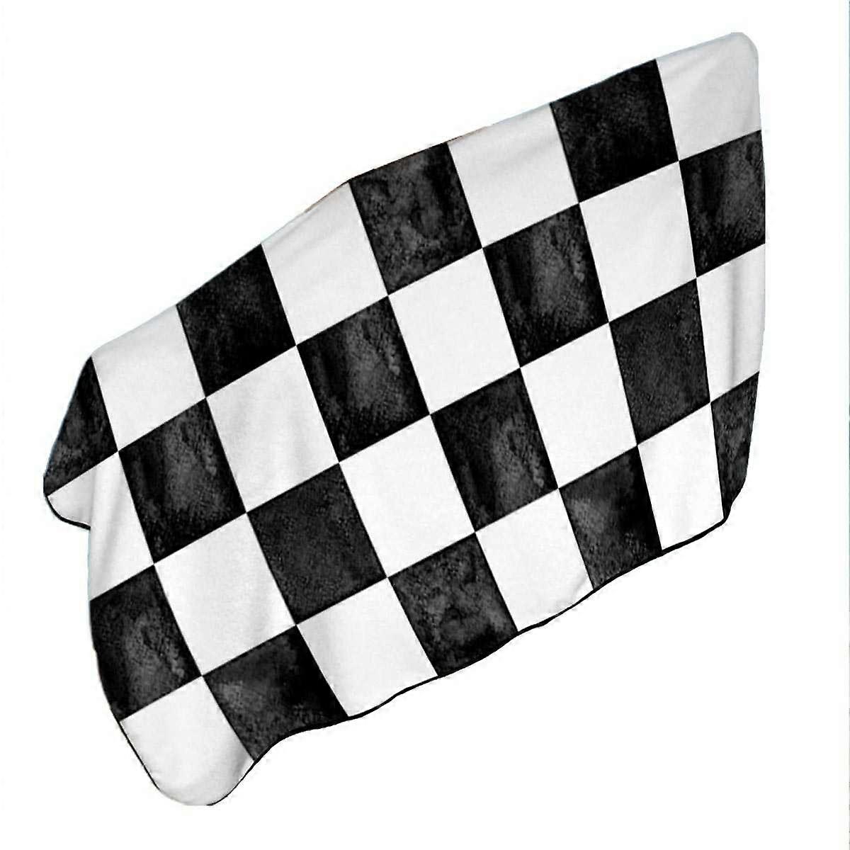 Dirty Black and White Checkers Microfiber Beach Towel