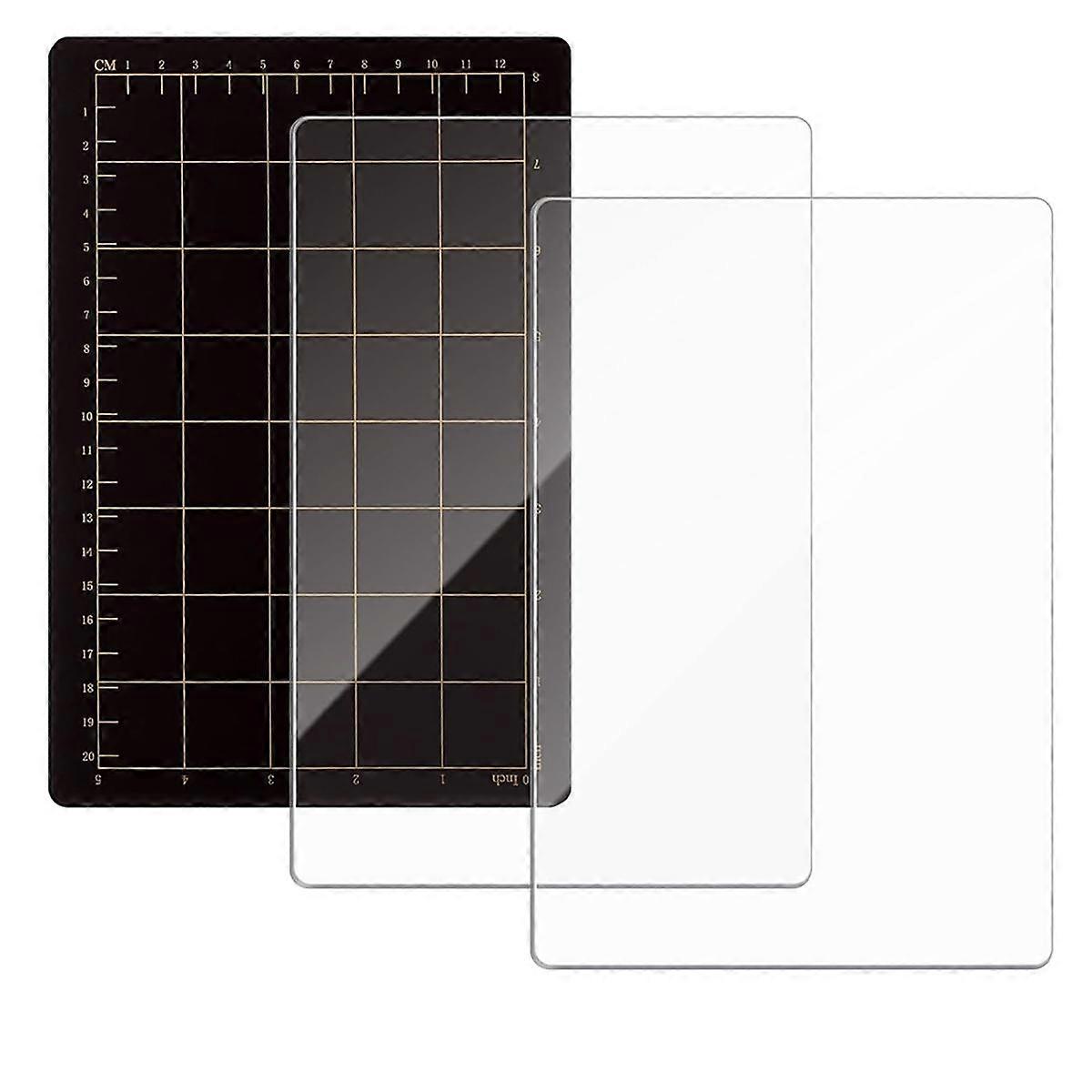 Die Mat Set,Magnetic Spacer with Card Size Grid & 2pcs Acrylic Cutting Mat for Die Cutting Machine Embossing Process