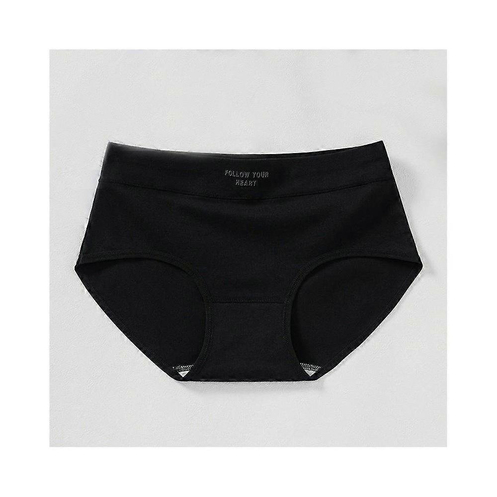 Women's Cotton Stretch Underwear Ladies Mid Waisted Briefs Panties 5 Pack-black