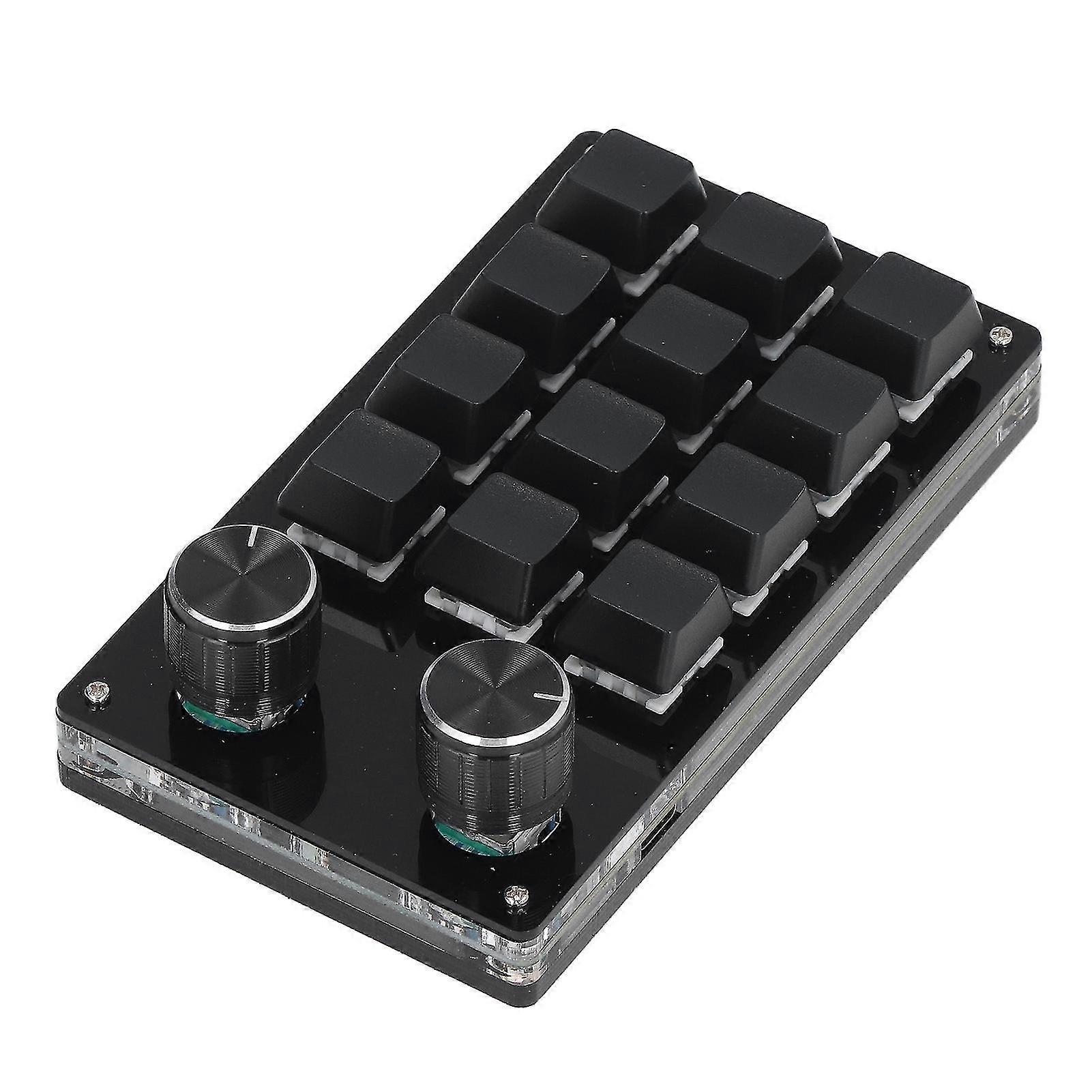 Mechanical Gaming Keypad 12 Keys Programmable Small Keyboard with 2 Knobs and USB Cable Tw