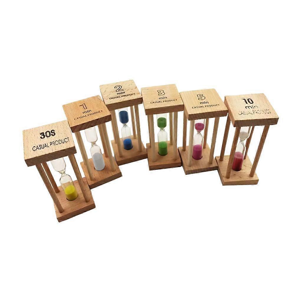 6 pezzi sabbia timer legno colorato clessidra timer per ricordare la cucina quadrato