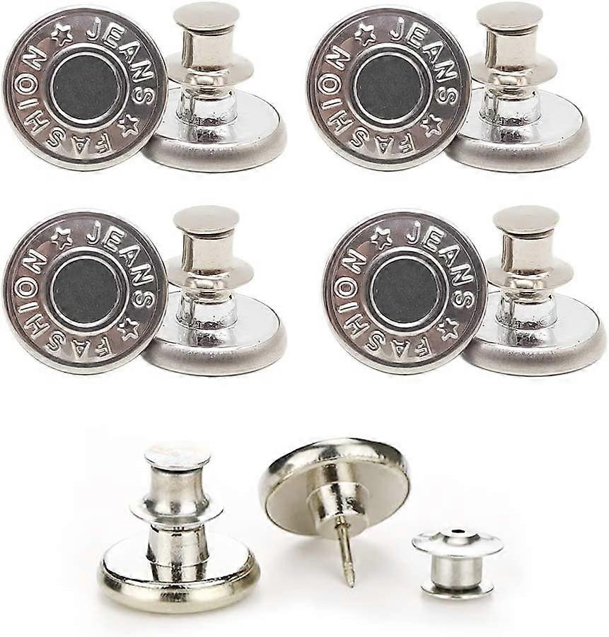 Nirvana Button Pins for Jeans, No Sew and No Tools Instant Jean Button Pins for Pants,4 Sets Replacement Buttons, Simple Installation, Reusable and Ad