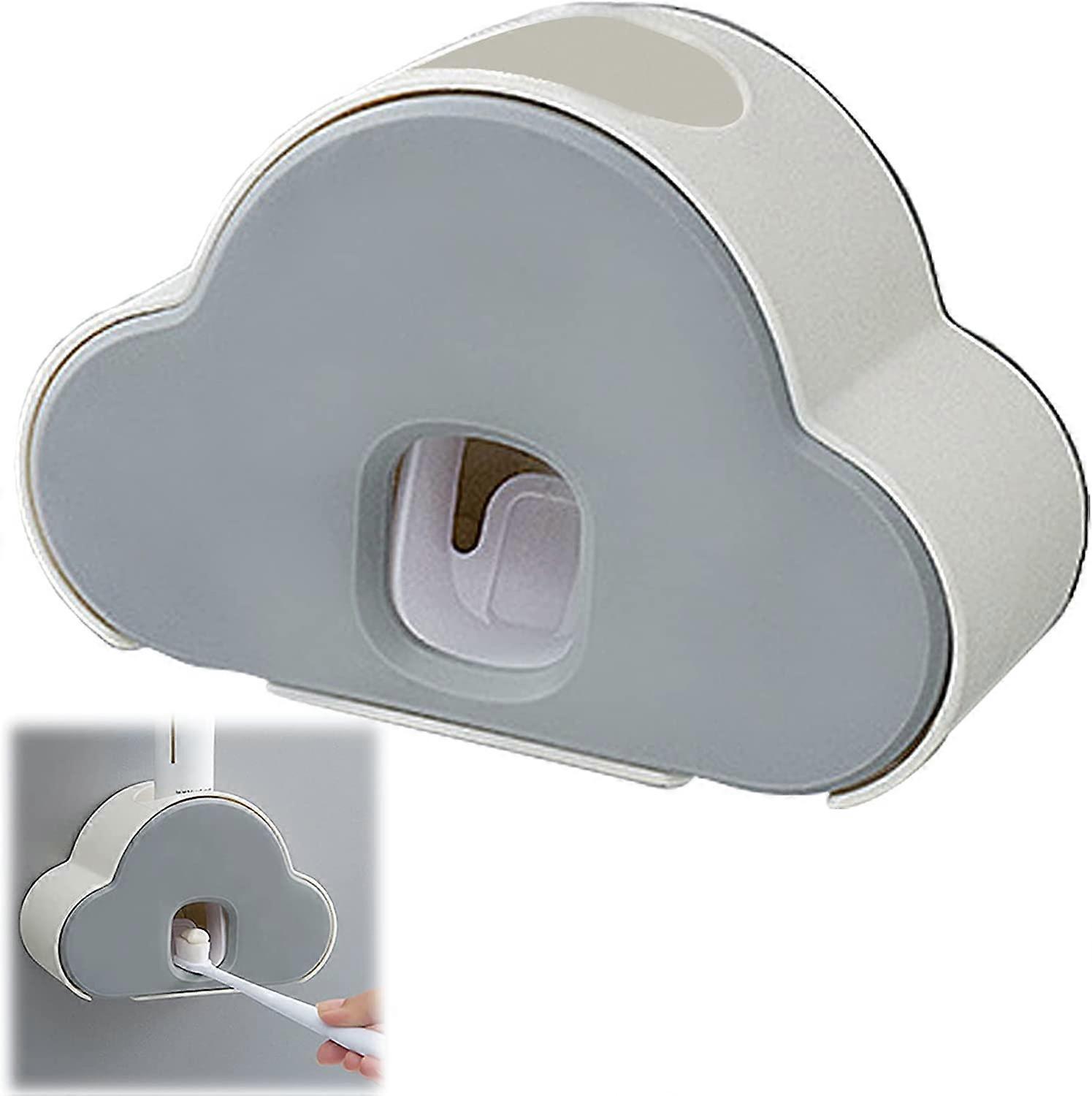 Self Adhesive Automatic Toothpaste Dispenser Wall Mounted Toothbrush Rack Silica Gel Automatic Toothpaste Dispenser Gray Plastic Toothpaste Dispenser 