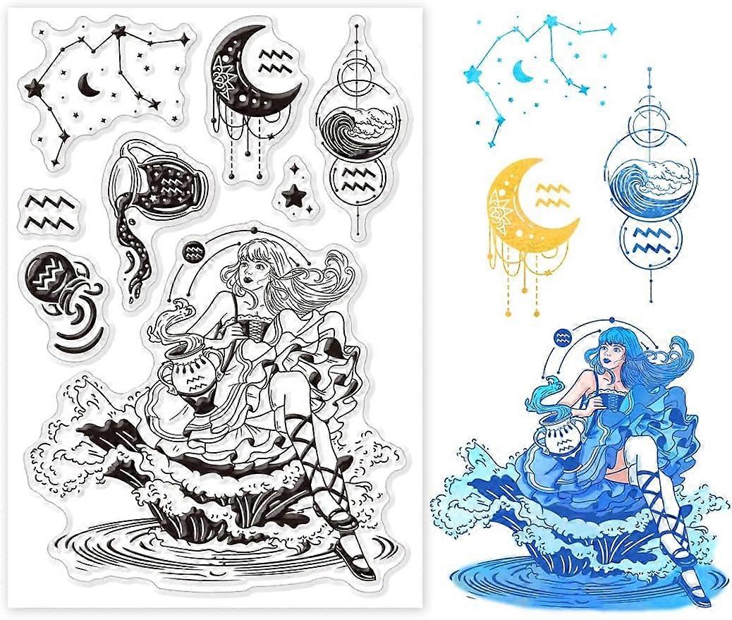1Sheet Aquarius Constellation Silicone Clear Stamp