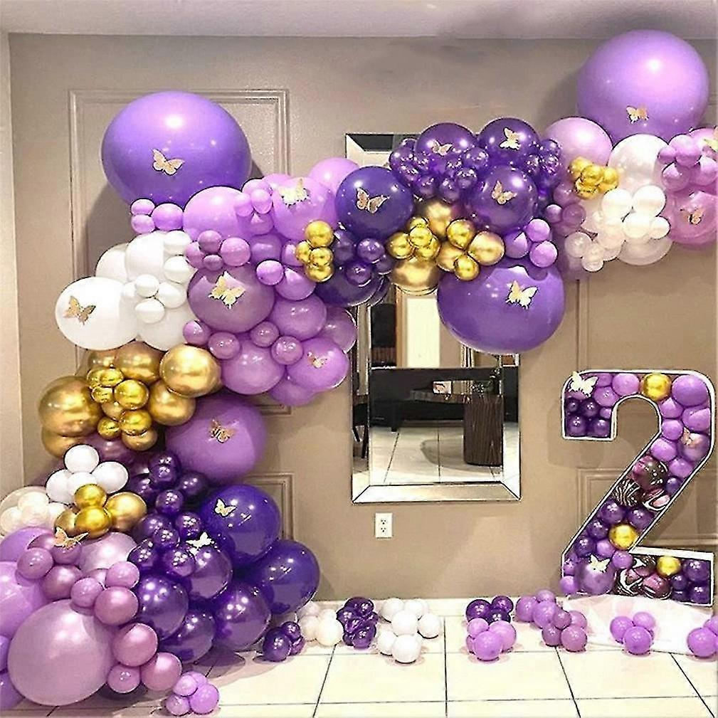 誕生日の結婚式のための140pcsの紫色の風船アーチキットカラフルなラテックス風船